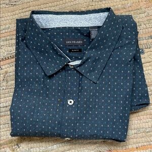 Van Heusen short sleeve button down shirt slim fit XL